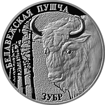 Беловежская пуща. Зубр. Серебро 20 рублей 2001