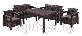 Набор уличной мебели (две двухместные скамьи,стол, два кресла) CORFU II FIESTA, коричневый