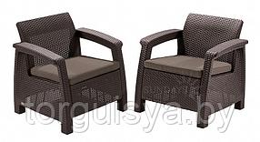 Набор уличной мебели (2 кресла) CORFU II DUO, коричневый