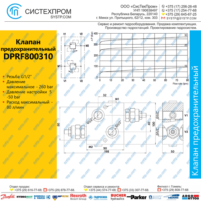 DPRF800310 Клапан предохранительный 80 л/мин, G1/2