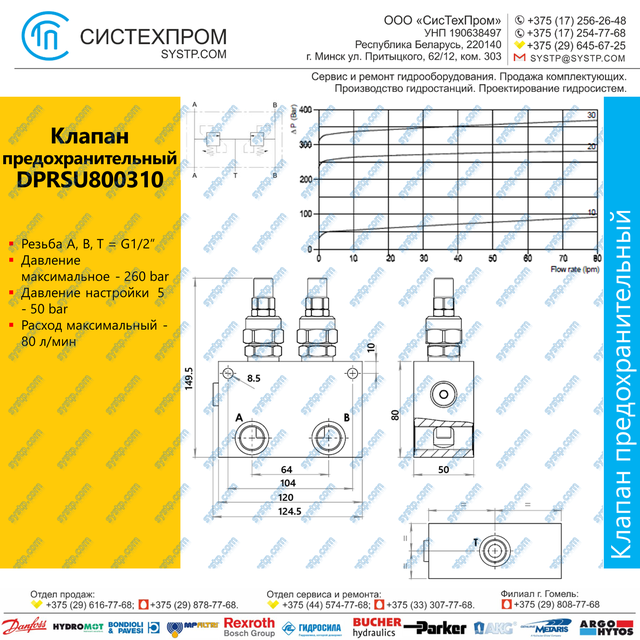 DPRSU800310 Клапан предохранительный 80 л/мин, G1/2