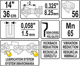 Цепь для пил 14" 325" 56z "Yato" YТ-84940, фото 2