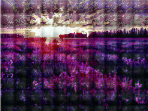 Картина стразами Лавандовое поле на закате 30х40 см