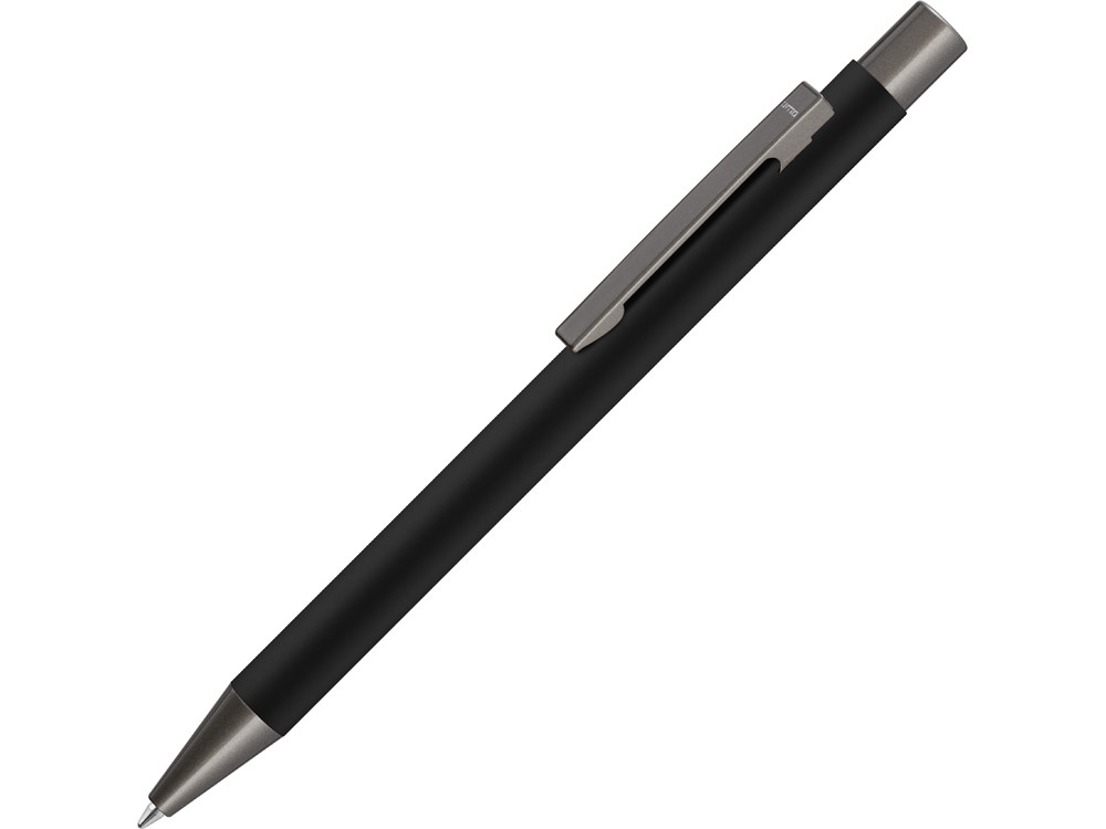 Ручка шариковая UMA STRAIGHT GUM soft-touch, с зеркальной гравировкой, черный - фото 1 - id-p75952362
