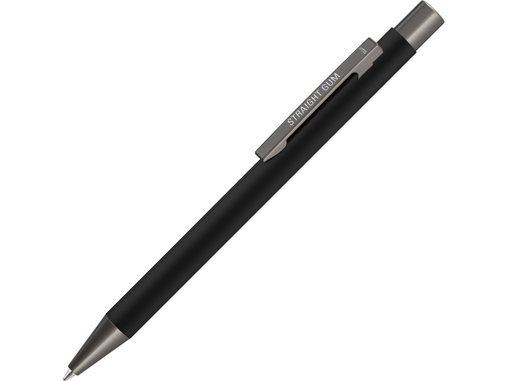Ручка шариковая UMA STRAIGHT GUM soft-touch, с зеркальной гравировкой, черный - фото 2 - id-p75952362