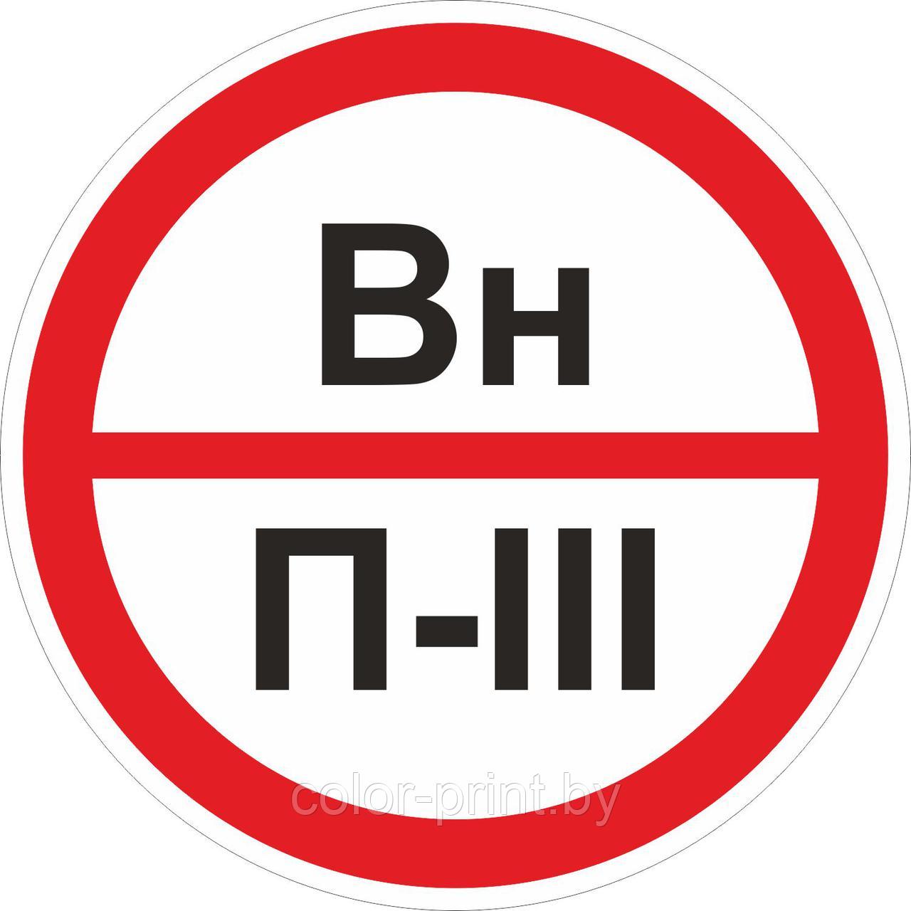 Наклейка ПВХ "Категорийности помещений Вн/П-III"