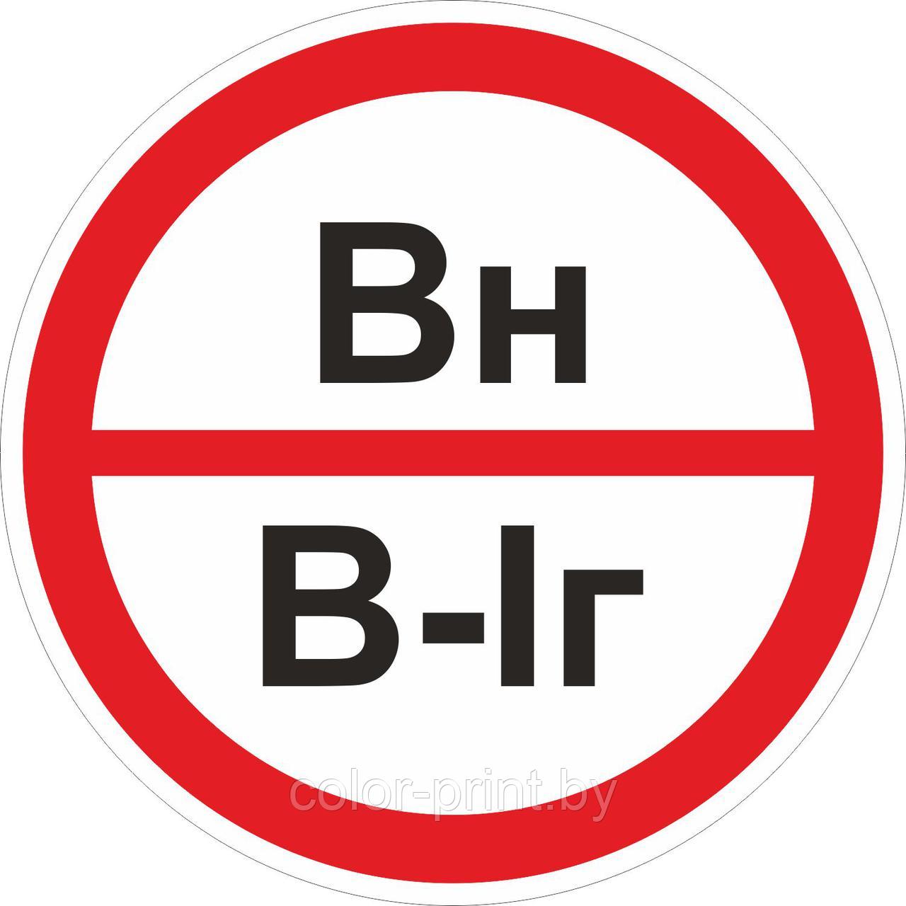 Наклейка ПВХ "Категорийности помещений Вн/В-Iг"