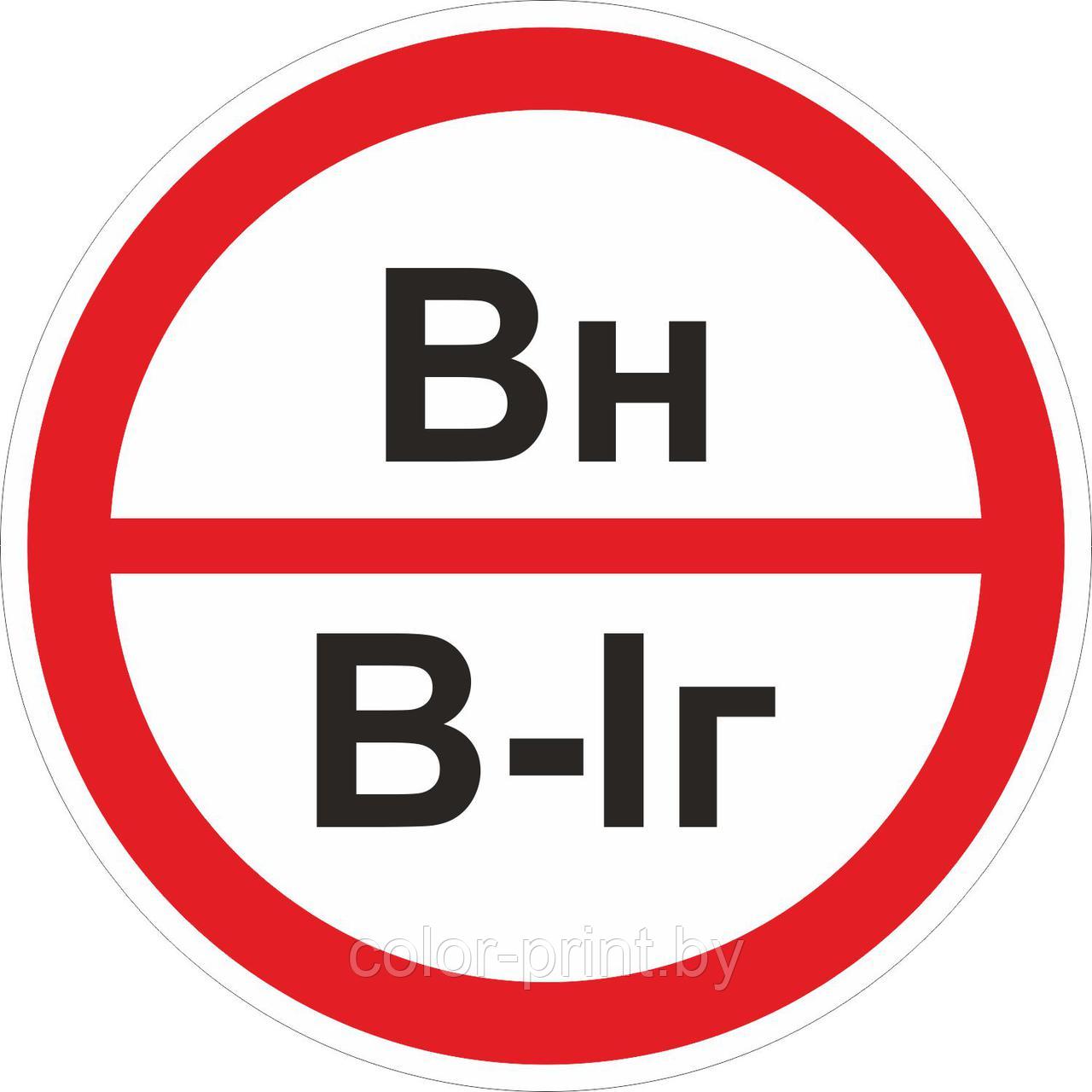 Наклейка ПВХ "Категорийности помещений Вн/В-Iг"