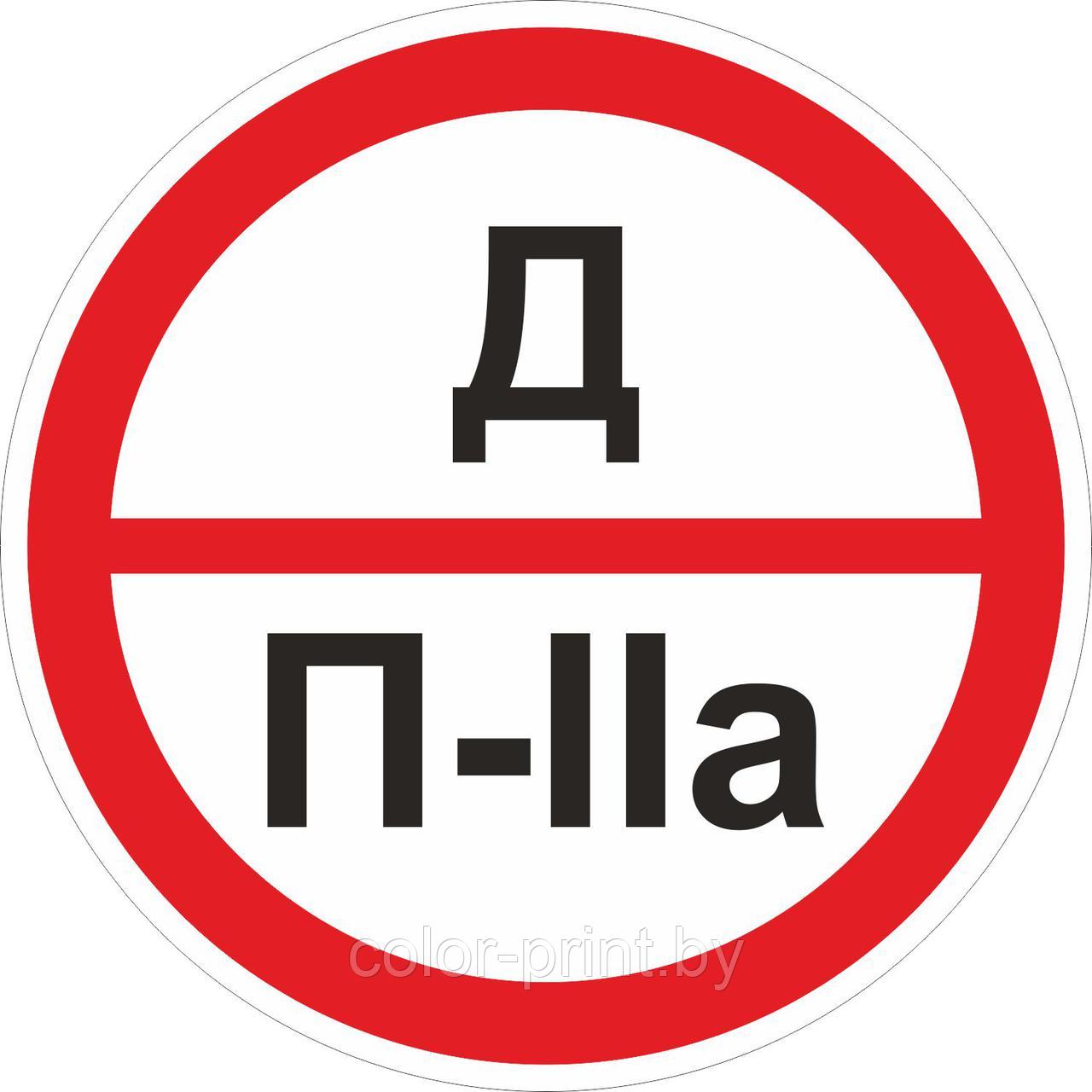 Наклейка ПВХ "Категорийности помещений Д/П-IIa"
