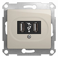 USB РОЗЕТКА, 5В /1400 мА, 2 х 5В /700 мА, МОЛОЧНЫЙ Schneider Electric GLOSSA