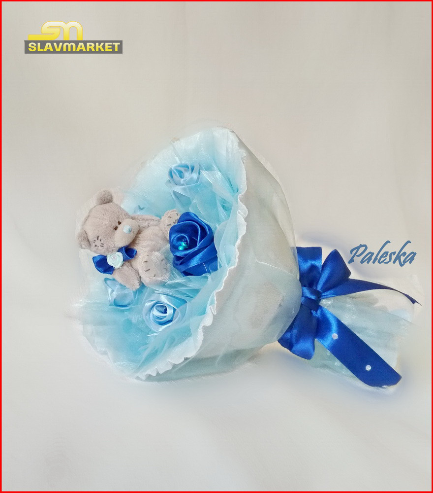 Букет из мягких игрушек, голубой, Г0105