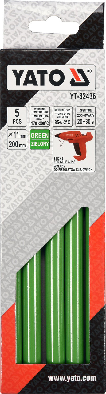Стержни для термопистолета зелёные 11,2*200мм 5шт. YT-82436 - фото 2 - id-p76032581