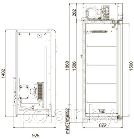 Холодильный шкаф CM114-Sm Alu POLAIR (ПОЛАИР) 1400 литров t 0 +6 - фото 2 - id-p76037908