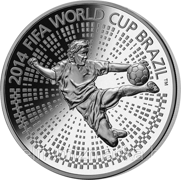 Чемпионат мира по футболу 2014 года. Бразилия. 100 рублей 2013 Серебро KM# 447