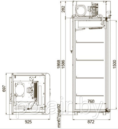 Холодильный шкаф CV107-Sm POLAIR (ПОЛАИР) 700 литров t -5 +5 - фото 2 - id-p76038615