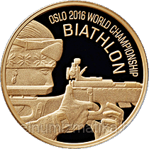 Чемпионат мира по биатлону 2016 года. Осло, 20 рублей 2016, Золото - фото 1 - id-p76040899