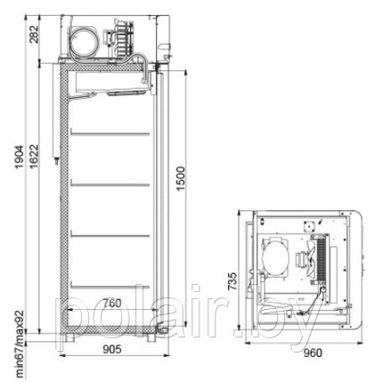 Холодильный шкаф CB107-Sm POLAIR (ПОЛАИР) 700 литров t не выше -18, фото 2