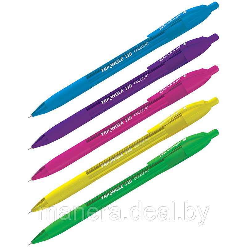 Ручка шариковая автоматическая Berlingo "Triangle 110 RT Color" синяя, 0,7мм