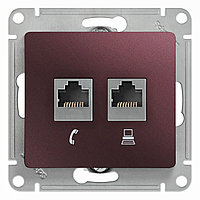 Розетка двойная RJ11+RJ45, кат.5E, БАКЛАЖАНОВЫЙ Schneider Electric GLOSSA