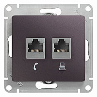 Розетка двойная RJ11+RJ45, кат.5E, ГРАФИТ Schneider Electric GLOSSA