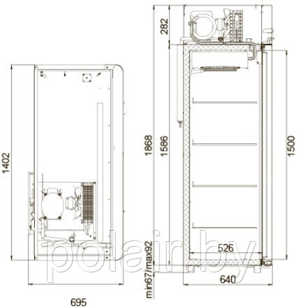 Холодильный шкаф CM110-Gm Alu POLAIR (ПОЛАИР) 1000 литров t 0 +6 - фото 2 - id-p76181194