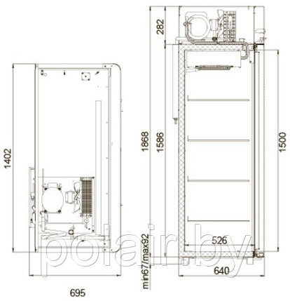 Холодильный шкаф CV110-Gm Alu POLAIR (ПОЛАИР) 1000 литров t -5 +5, фото 2