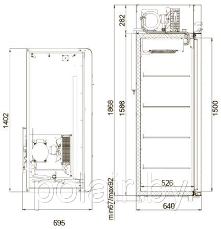 Холодильный шкаф CV110-Gm Alu POLAIR (ПОЛАИР) 1000 литров t -5 +5 - фото 2 - id-p76186522
