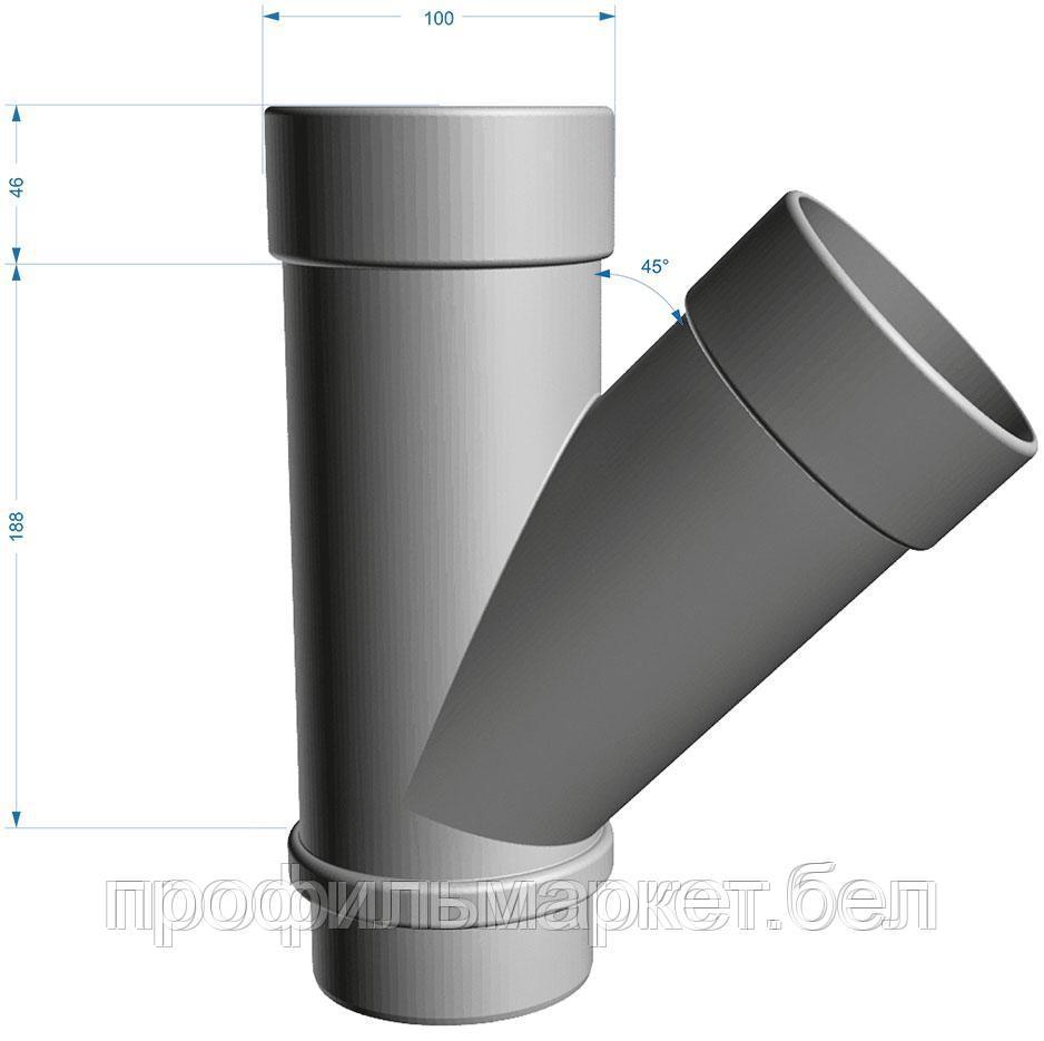 Тройник 45˚водосточной системы Döcke Lux (шоколад) - фото 2 - id-p82660151