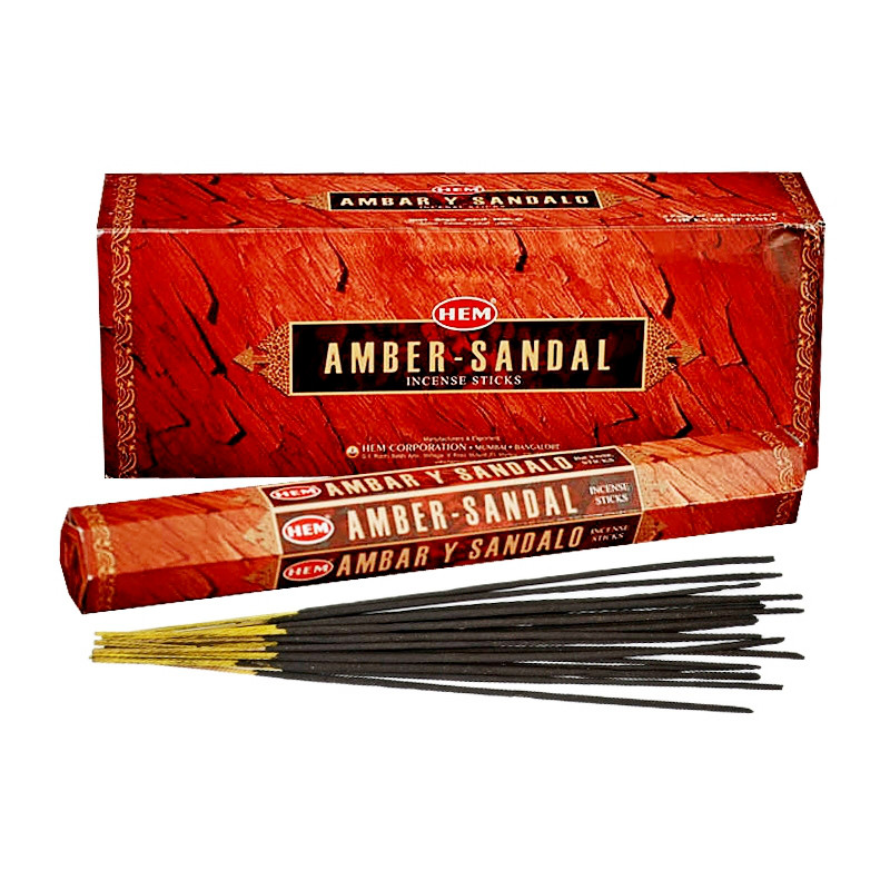 Благовония Амбер Сандал HEM Amber-Sandal, 20шт древесный пряный аромат - фото 1 - id-p76397976