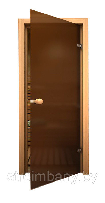 Стеклянная дверь для сауны и бани Бронза матовая АКМА. 70х200  см.