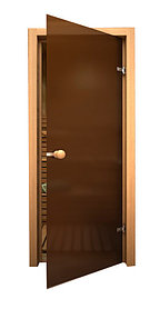 Стеклянная дверь для сауны и бани Бронза матовая АКМА. 80х200  см.