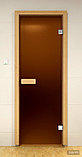 Дверь для сауны гладкая бронза 8мм две петли магнит 70Х190, фото 2