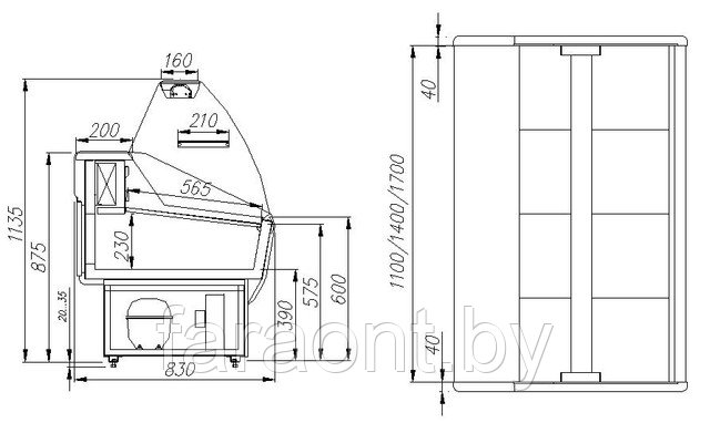 Холодильная витрина Полюс ЭКО Praia G85 SV 1,2-1 (ВХСр-1,2) -5 +5 - фото 2 - id-p3595201