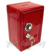 Копилка сейф с ключом красный металлический - фото 1 - id-p3333740