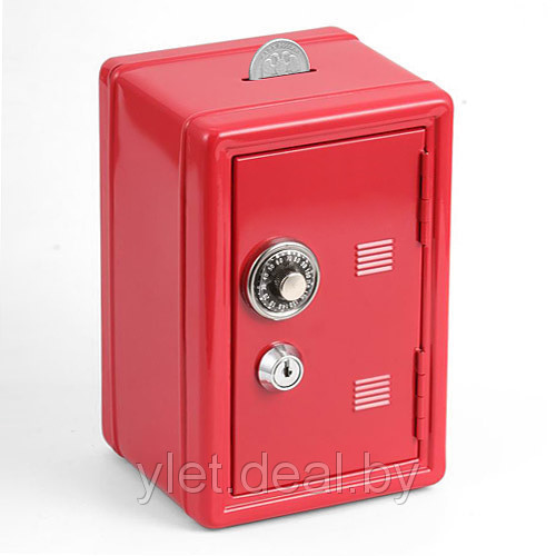 Копилка сейф с ключом красный металлический - фото 3 - id-p3333740