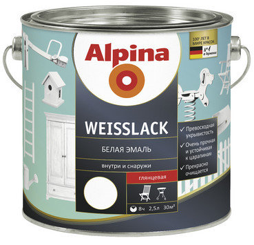 Эмаль белая ( Alpina Weisslack) 750 мл., фото 2