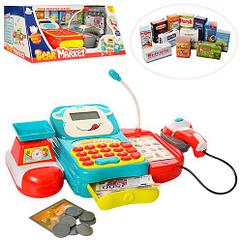 Детская касса  с калькулятором, сканером, чеком, продуктами, со светом и звуком