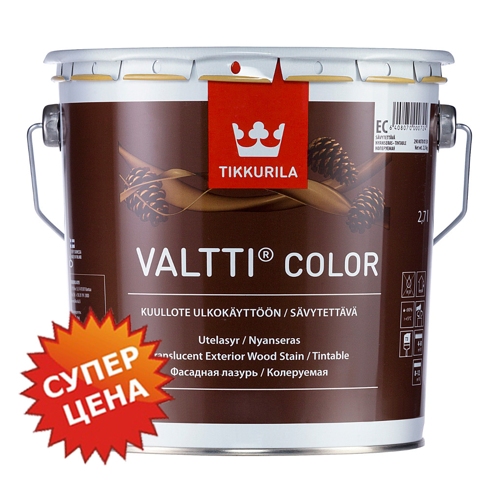 Tikkurila Valtti Color EC, 9л - Фасадная лазурь на масляной основе для древесины | Тиккурила Валтти Колор