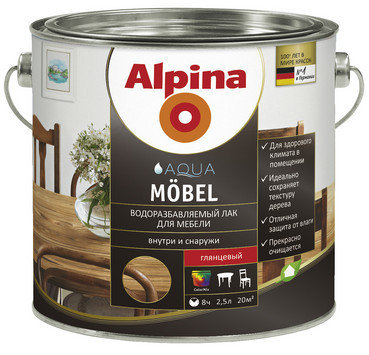 Лак Для мебели водоразбавляемый (Alpina Aqua Möbel), фото 2