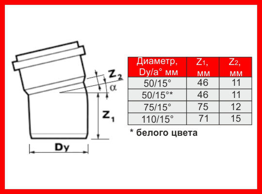 Колено ПВХ (отвод) с уплотнительной резинкой Wavin Optima, фото 2