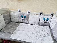 Комплект в кроватку 7 предметов "Мишки" (NKbaby) (сьемный чехол)