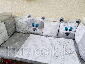 Комплект в кроватку 7 предметов "Мишки"​ (NKbaby)​ (сьемный чехол)