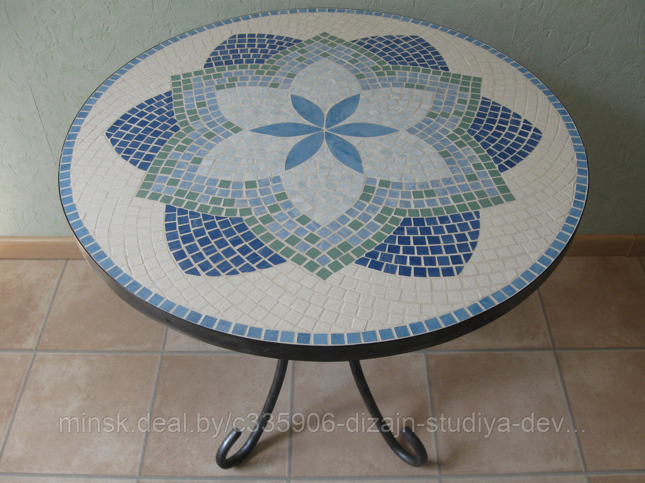 Мозаичный обеденный стол "Цветок", фото 1