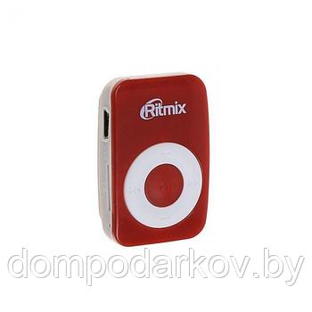 MP3 RITMIX RF-1010, MIcroSD до 16Гб, клипса, световая индикация, красный