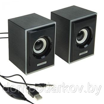 Акустическая система 2.0 CBR CMS 408 Black-Silver, 3 Вт, 2 колонки, USB, черно-серая