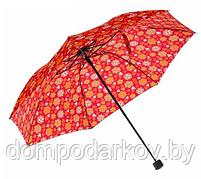 Зонт механический «Сердечки», 3 сложения, 7 спиц, R = 55 см, цвет красный, фото 6