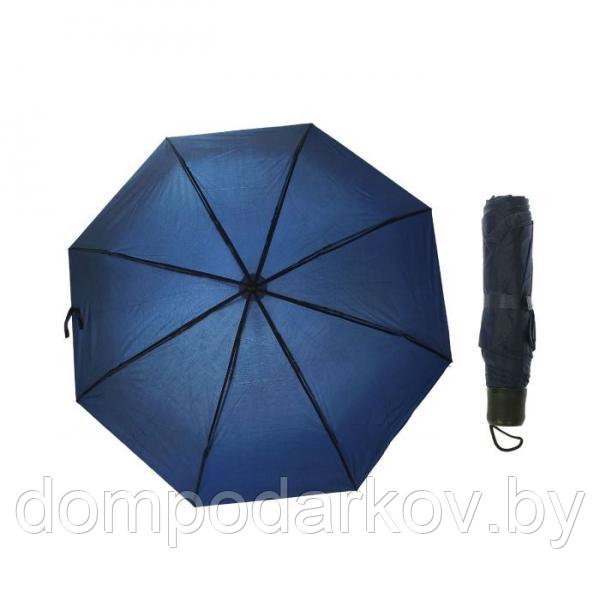 Зонт механический, однотонный, R=48см, цвет тёмно-синий