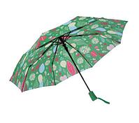 Зонт полуавтоматический «Осень», прорезиненная ручка, 3 сложения, 8 спиц, R = 55 см, цвет зелёный, фото 6