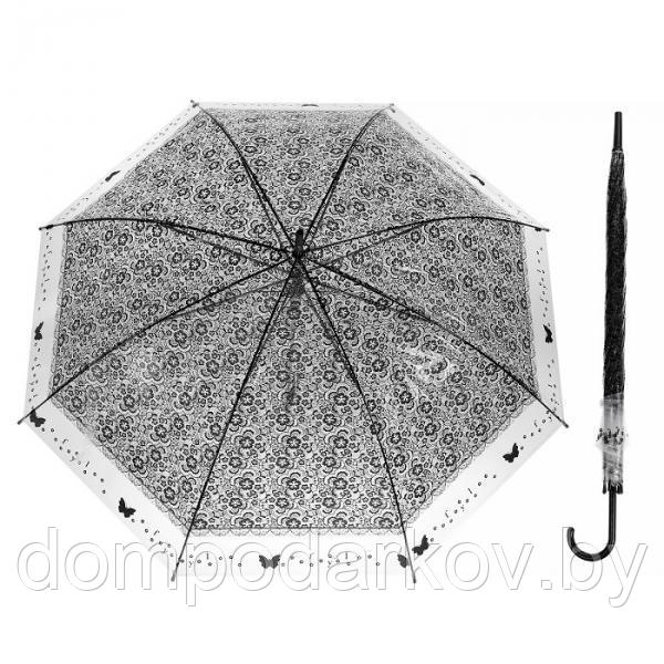 Зонт полуавтоматический "Кружево", трость, R=46см, цвет чёрный - фото 1 - id-p76560809