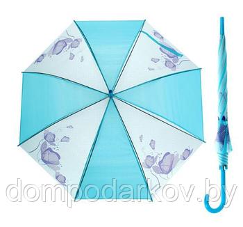 Зонт-трость, полуавтомат, R=55см, цвет голубой